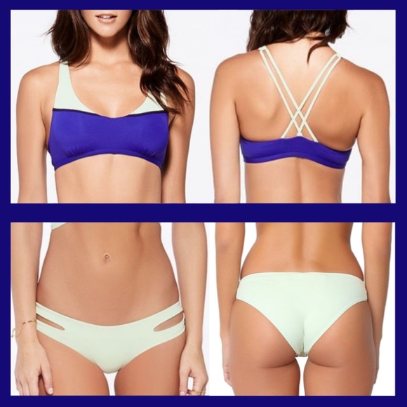 NWT 2PC L Space Play Savasana Bikini Top + Estella Full Bottom Mint [ Large]‎ - Picture 1 of 7